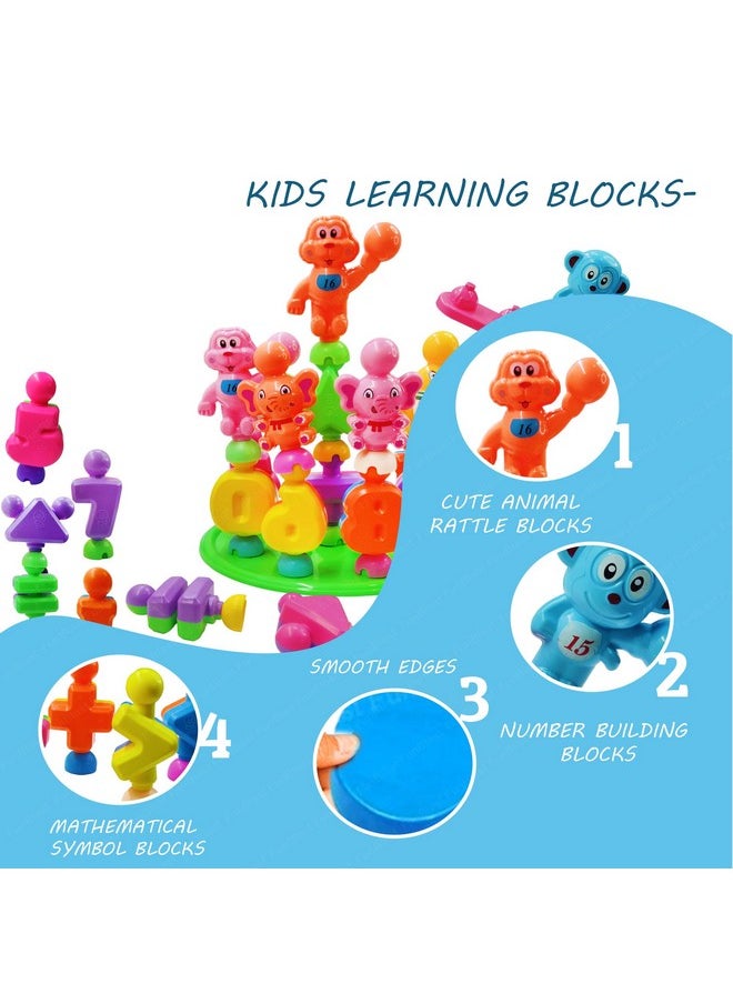 FunBlast DIY Number Building Blocks for Kids- 28 Pcs Building Blocks with Baseplate, Cute Animal Rattle Blocks, Educational Learning Toys for Kids, Boys, Girls, Children (Multicolor)