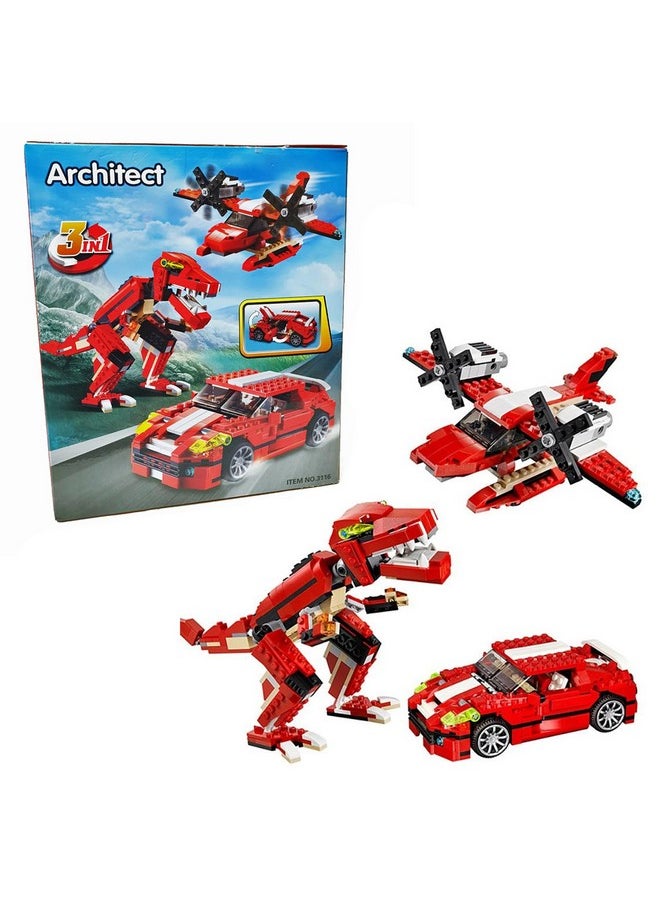 PLUSPOINT 3-in-1 Dinosaur Blocks: Build, Learn,Play and Create Endless Adventures with 3-in-1 Dinosaur Blocks and Bricks for Kids, Boys & Girls (3 in 1 Dino Blocks)