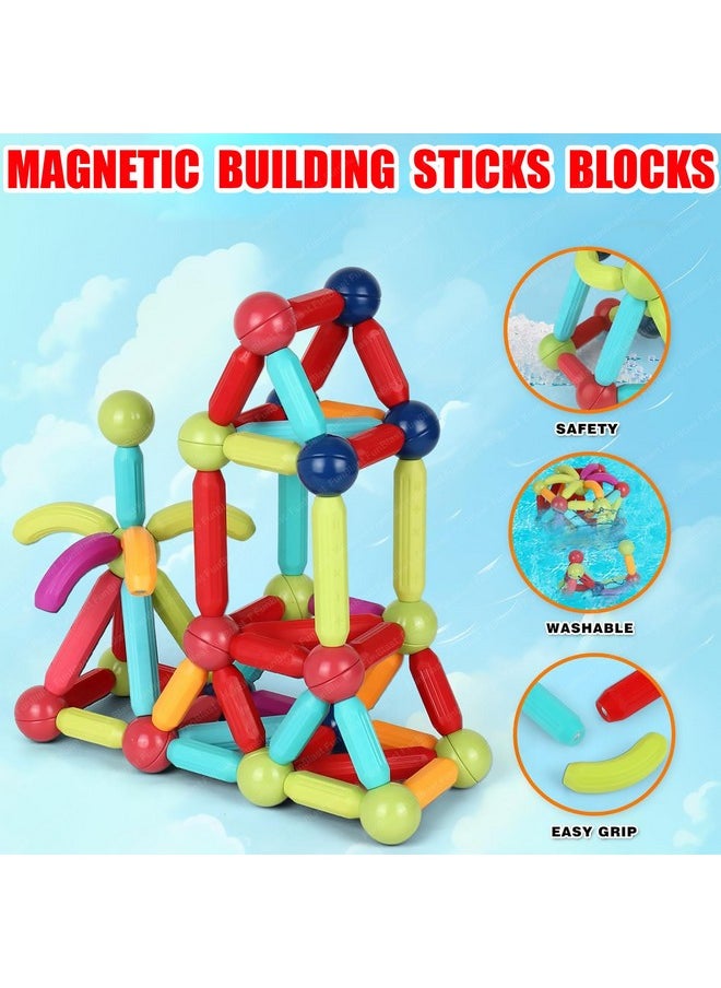 FunBlast Magnetic Sticks Building Blocks for Kids - 42 Pcs Stick Blocks for Kids, DIY STEM Toys for Kids, Building & Construction Toys, Brain Game Toys for 3+ Year Old Kids Boys, Girls (42 Pcs)