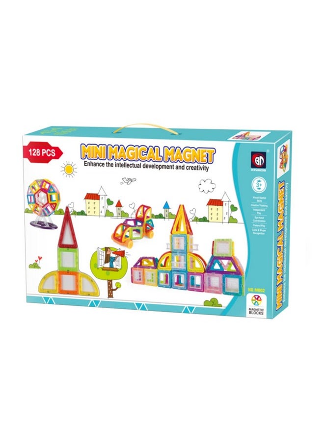 Magicwand 128 Pcs 3D Magical Magnetic Construction Tiles, Learning & Educational Building Blocks for Toddlers/Kids