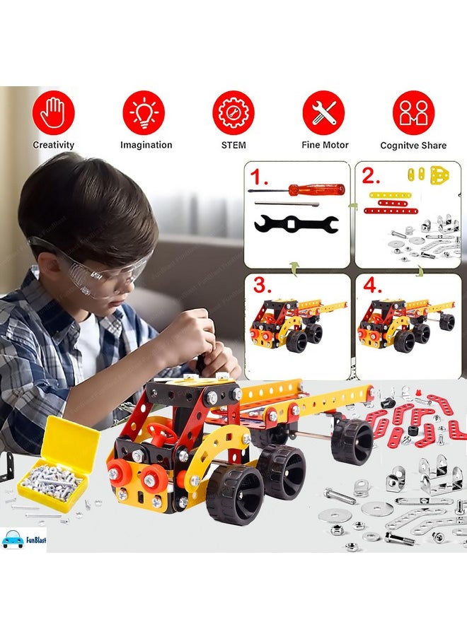 FunBlast DIY STEM Toys for Kids - Mover Truck Building Vehicle Play Set, Educational Blocks Building Toys for Kids, Boys, Car Assembly Toys for Kids with Screwdriver (156 Pieces)