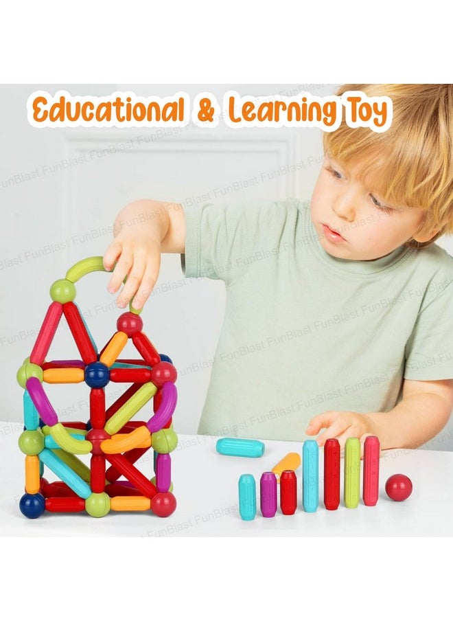 FunBlast Magnetic Sticks Building Blocks for Kids, 64 Pcs Puzzle Games for Kids, STEM Toys for Children, Building & Construction Toys, Educational & Learning Toy for 3+ Year Old Kids Boys, Girls