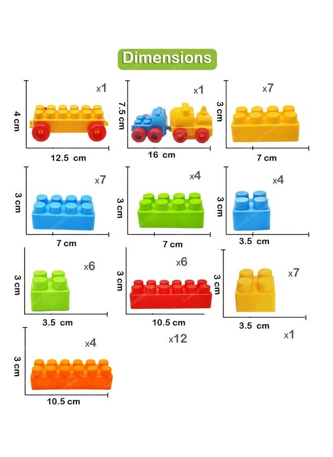 FunBlast Building Blocks for Kids - DIY Plastic Building Blocks for Kids Puzzle Games for Kids, Toys for Children Educational & Learning Toy for 3+ Years Kids, Girls & Boys (53 Pcs-Multicolor)