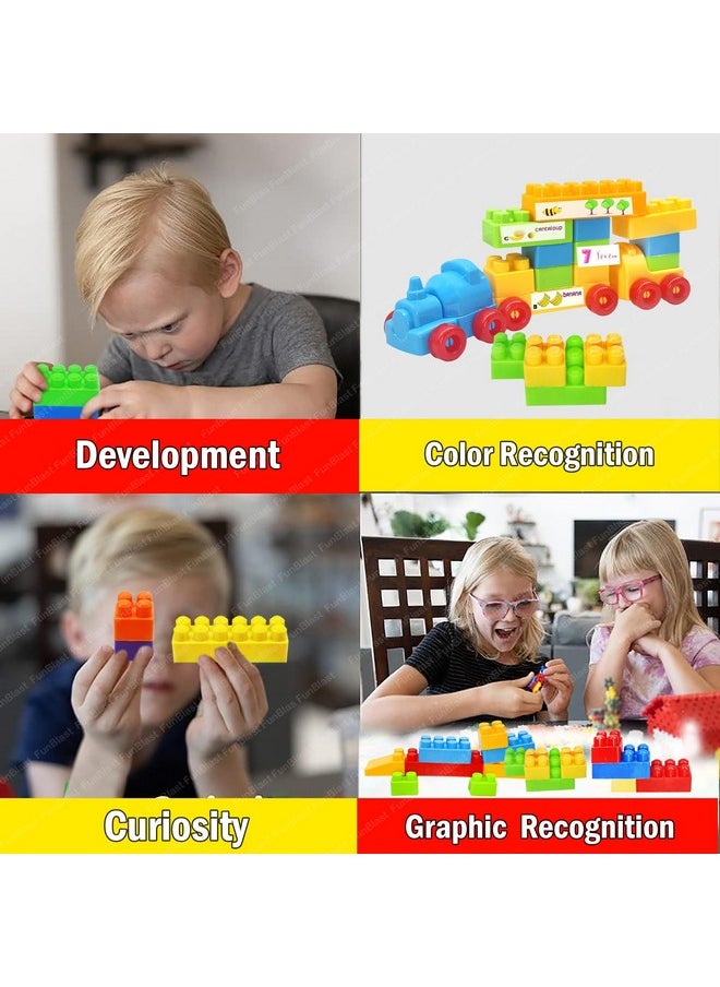 FunBlast Building Blocks for Kids - DIY Plastic Building Blocks for Kids Puzzle Games for Kids, Toys for Children Educational & Learning Toy for 3+ Years Kids, Girls & Boys (53 Pcs-Multicolor)