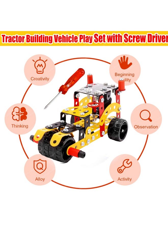 FunBlast DIY Stem Toys For Kids Tractor Building Vehicle Play Set, Educational Blocks Building Toys For Kids, Boys, Car Assembly Toys For Kids With Screwdriver (141 Pieces), Multicolor