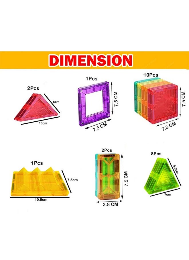 FunBlast Magnetic Blocks for Kids, 26 Pcs Magnetic Tiles Assembling & Construction Toys for Kids, DIY Educational STEM Toy for 3+ Years Kids, Boys, Girls, Learning Toys & Games (Multicolor)