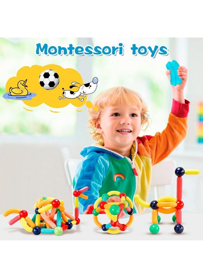 PLUSPOINT Stick Blocks Building Toy Bars Different Shape Educational Construction Engineering Set 3D Puzzle, Interlocking Creative Connecting Kit, Great STEM Toy for Both Boys and Girls (64 Pc)