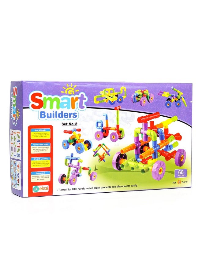 Ekta Smart Builders Building Blocks Set-2, Building Blocks for Kids, Block Game for Kids (Multicolor, Big Size) - 68 Pieces