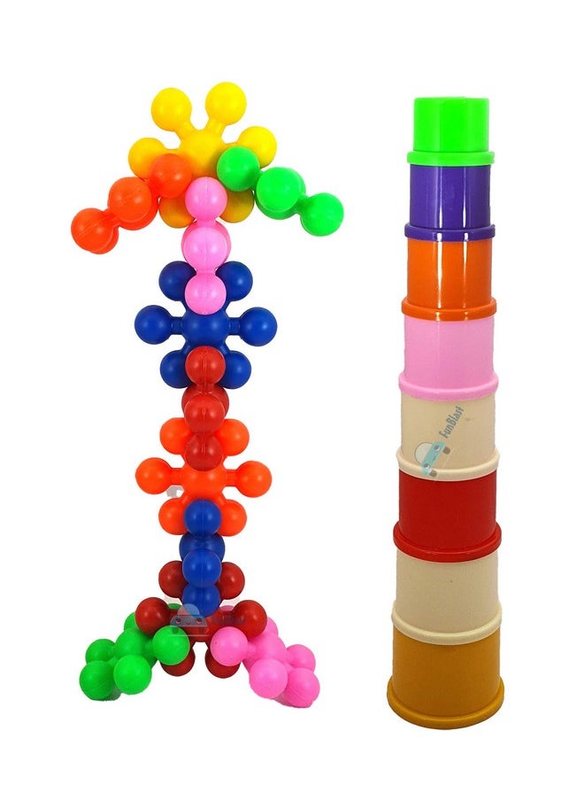 FunBlast Stacking Drum Toy with DIY Studlink Block Games for Kids Learning Toy for Kids - (20 Pcs Blocks)