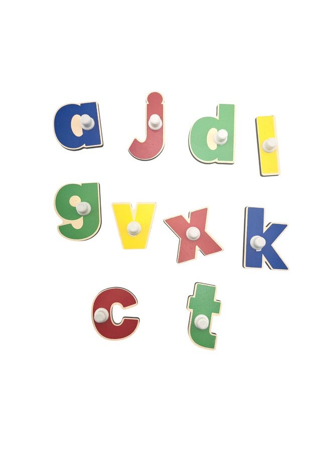 Skillofun's Wooden Lowercase Alphabet Shape Tray with Knobs | Develops Fine Motor Skills, Learn Alphabet Fast, 100% Non-Toxic, Child-Safe, Self-Corrective Design.