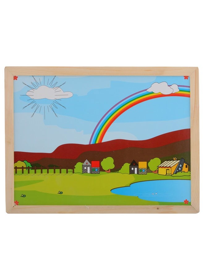 Skillofun Wooden Magnetic Twin Play Tray - Rainbow Scene, Multi Color