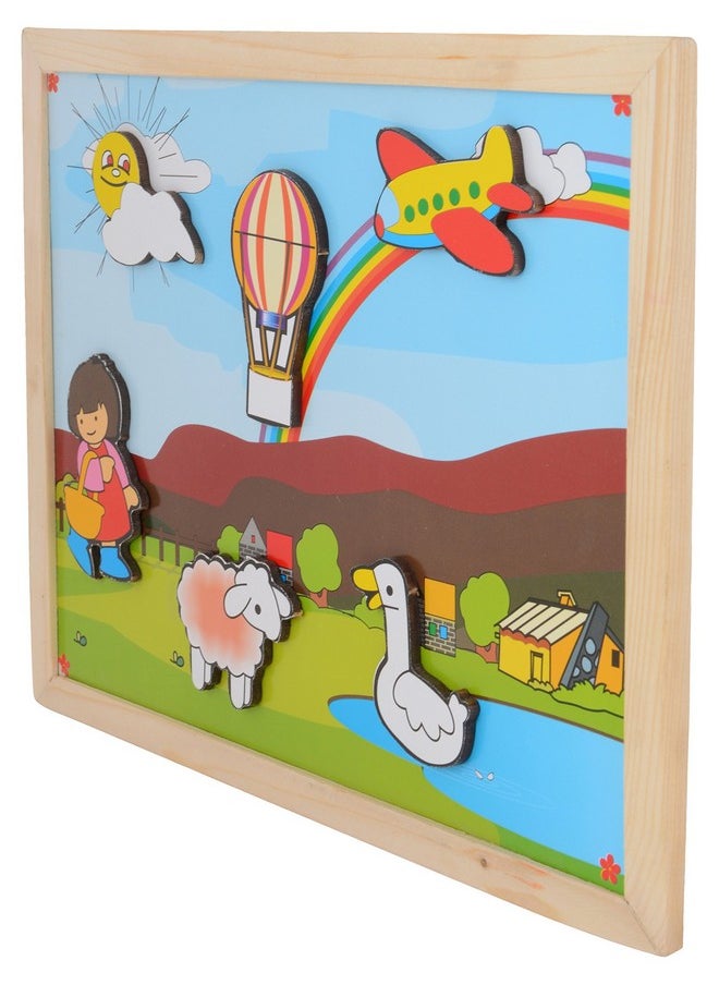 Skillofun Wooden Magnetic Twin Play Tray - Rainbow Scene, Multi Color