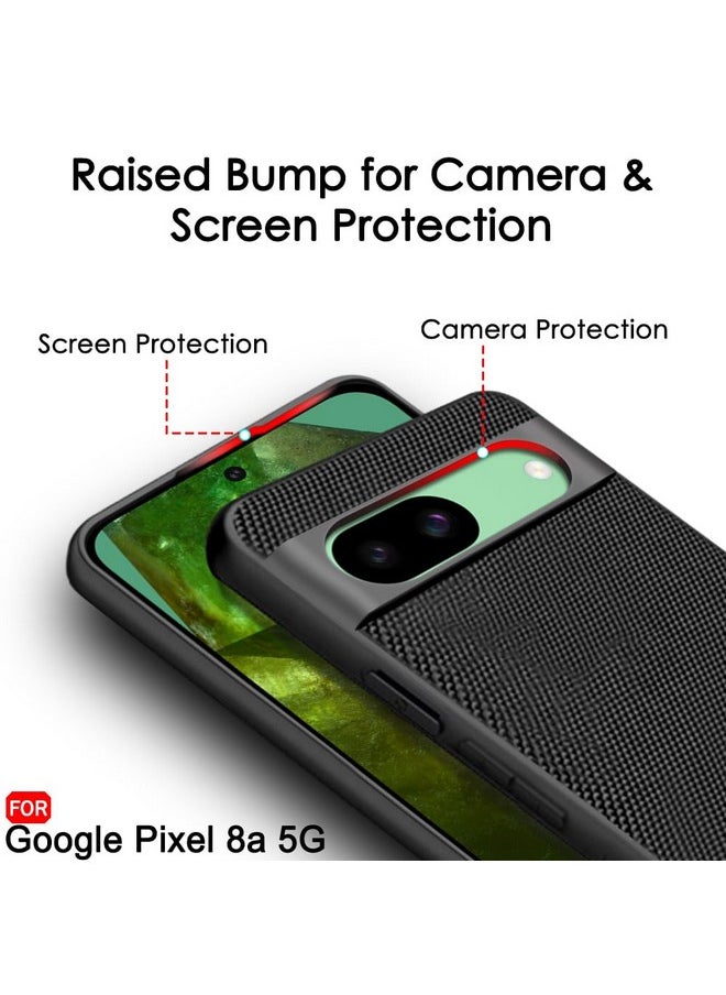 TheGiftKart Back Cover Case for Google Pixel 8A | Slim & Lightweight | Ultra-Premium Design | Camera Protection Bump | Fabric Texture Case Cover for Google Pixel 8A (PC & TPU, Black)