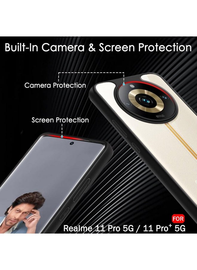 TheGiftKart Shockproof Hybrid Sleek Armor Back Cover Case Compatible with Realme 11 Pro/Pro Plus 5G | Camera Protection | Crystal Clear Hard Back | Transparent Cover Case (PC&TPU, Black)