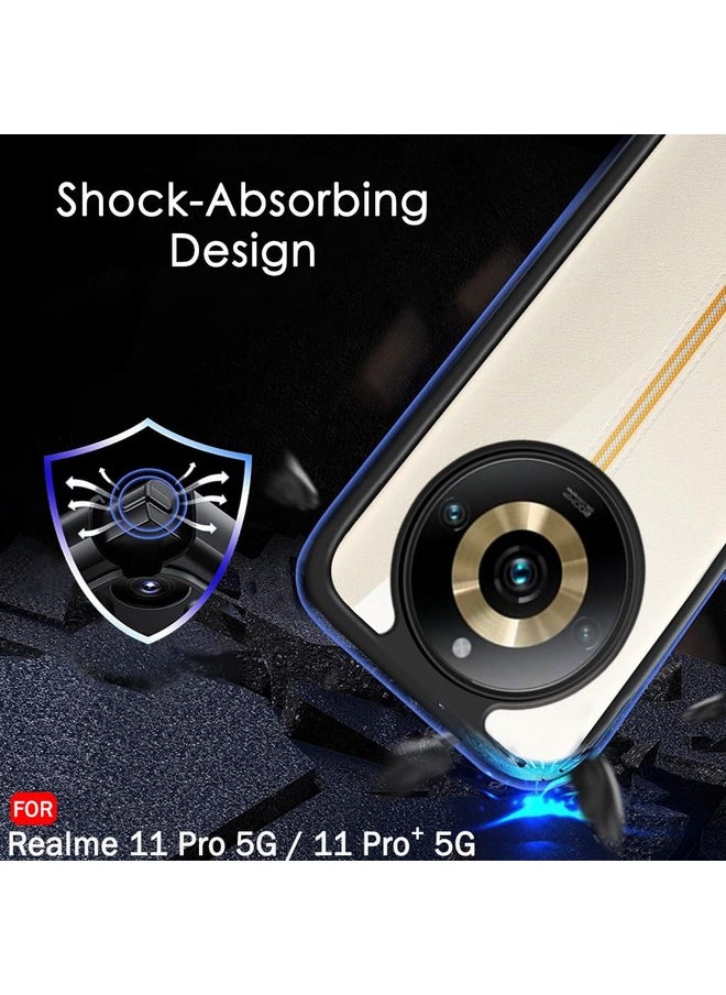 TheGiftKart Shockproof Hybrid Sleek Armor Back Cover Case Compatible with Realme 11 Pro/Pro Plus 5G | Camera Protection | Crystal Clear Hard Back | Transparent Cover Case (PC&TPU, Black)