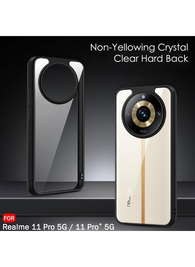 TheGiftKart Shockproof Hybrid Sleek Armor Back Cover Case Compatible with Realme 11 Pro/Pro Plus 5G | Camera Protection | Crystal Clear Hard Back | Transparent Cover Case (PC&TPU, Black)