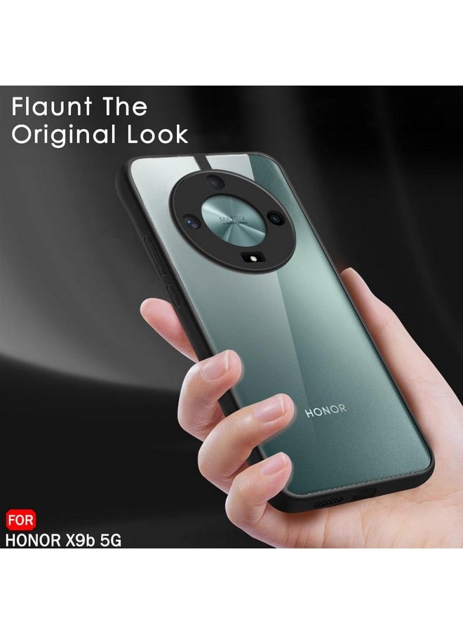 TheGiftKart Ultra-Hybrid Shockproof Sleek Armor Back Cover Case for Honor X9B 5G | 360° Protection | Crystal Clear Hard Back Transparent Cover Case for Honor X9B 5G (PC & TPU, Black Bumper)