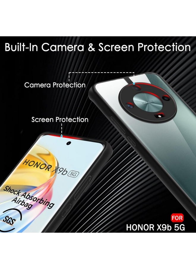 TheGiftKart Ultra-Hybrid Shockproof Sleek Armor Back Cover Case for Honor X9B 5G | 360° Protection | Crystal Clear Hard Back Transparent Cover Case for Honor X9B 5G (PC & TPU, Black Bumper)