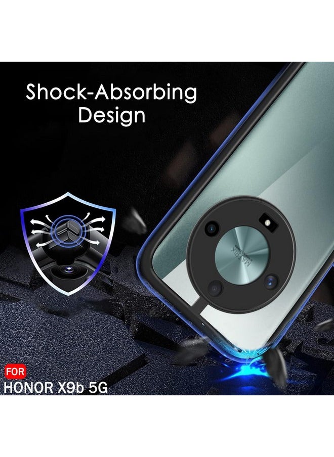 TheGiftKart Ultra-Hybrid Shockproof Sleek Armor Back Cover Case for Honor X9B 5G | 360° Protection | Crystal Clear Hard Back Transparent Cover Case for Honor X9B 5G (PC & TPU, Black Bumper)