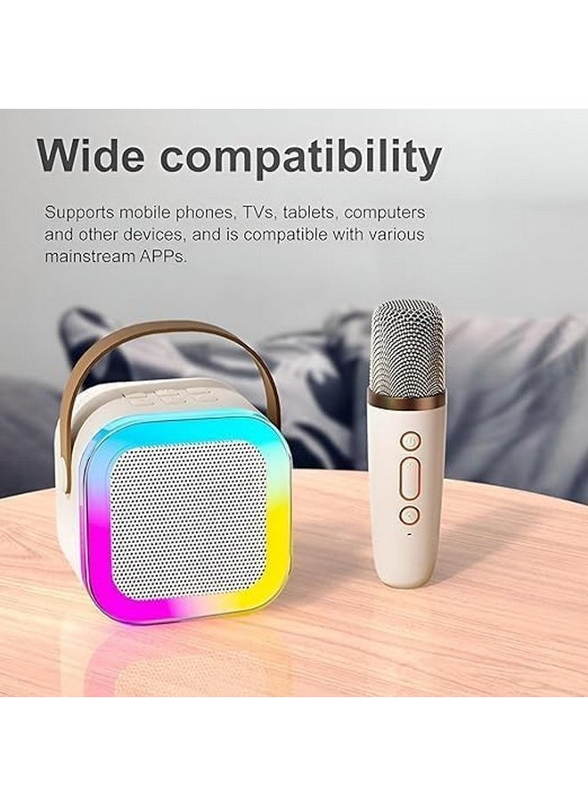 Magicwand K12【Pack of 3 Speakers USB-C-Charging 1 Mic】 Kids Karaoke Microphone Wireless Bluetooth Speaker with RGB LED Lighting for Kids【Blue,Pink,Beige】