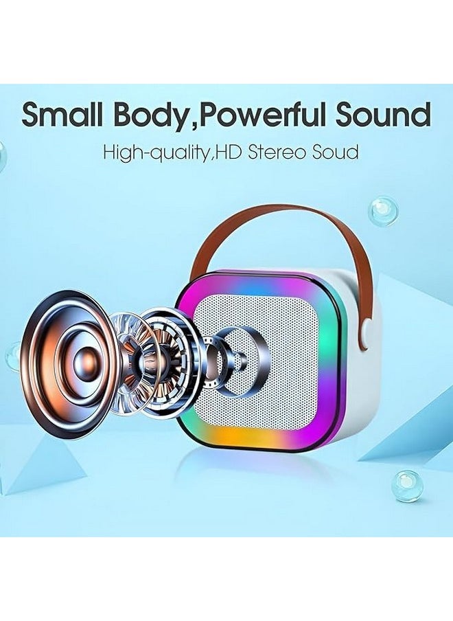 Magicwand K12【Pack of 3 Speakers USB-C-Charging 1 Mic】 Kids Karaoke Microphone Wireless Bluetooth Speaker with RGB LED Lighting for Kids【Blue,Pink,Beige】