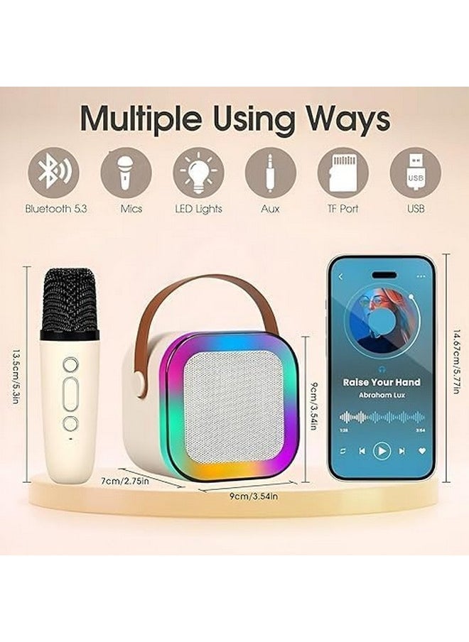 Magicwand K12【Pack of 3 Speakers USB-C-Charging 1 Mic】 Kids Karaoke Microphone Wireless Bluetooth Speaker with RGB LED Lighting for Kids【Blue,Pink,Beige】