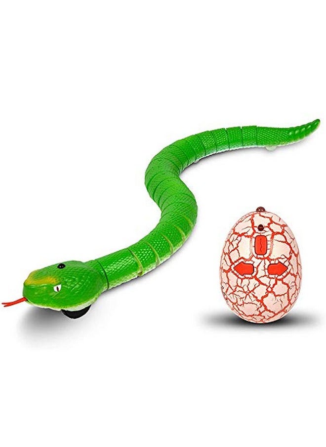 Kiditos R/C Snake Toy Rechargeable, Realistic 16 Inches Long Egg-Shaped Infrared Remote Control Toy, Green