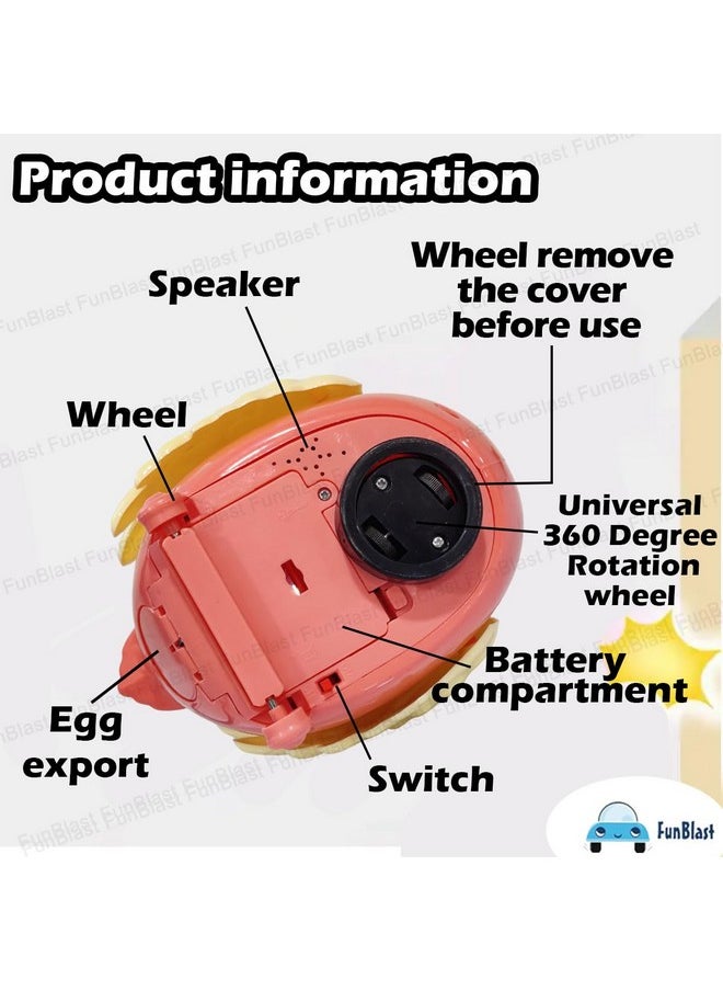 FunBlast Parrot Laying Eggs Toy for Kids - 360 Degree Rotation B/O Toys for Kids, Light and Sound Toys for Kids, Bump and Go Walking Parrot Egg Laying Toy for Children (Random Color)