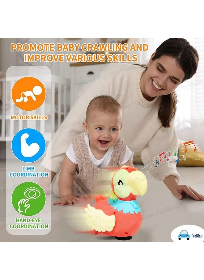 FunBlast Parrot Laying Eggs Toy for Kids - 360 Degree Rotation B/O Toys for Kids, Light and Sound Toys for Kids, Bump and Go Walking Parrot Egg Laying Toy for Children (Random Color)