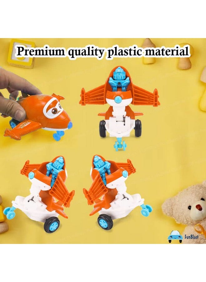 FunBlast Aeroplane Toys for Kids, Aeroplane to Robot Toy for Kids, Friction Power Toys - Pull Back Toy Vehicle for 3+ Year Old Boys, Return Gifts for Kids, Toys for Kids - Made in India (Orange)