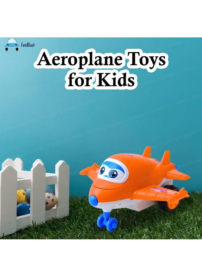 FunBlast Aeroplane Toys for Kids, Aeroplane to Robot Toy for Kids, Friction Power Toys - Pull Back Toy Vehicle for 3+ Year Old Boys, Return Gifts for Kids, Toys for Kids - Made in India (Orange)