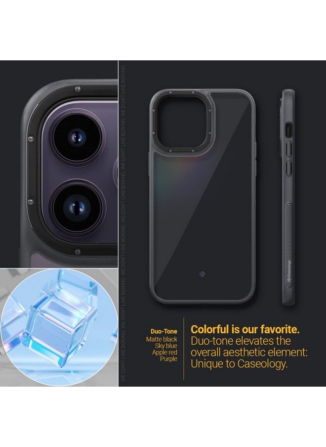 CASEOLOGY by Spigen Skyfall Back Cover Case Compatible For iPhone 14 Pro Max (TPU and Polycarbonate | Matte Black| Grey)