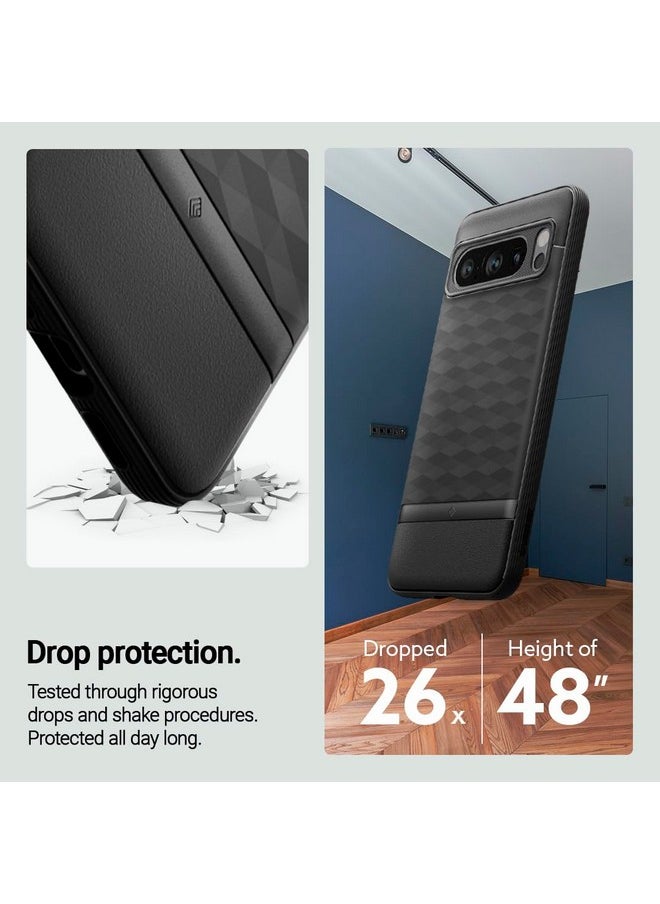 CASEOLOGY by Spigen Parallax Back Cover Case Compatible with Google Pixel 8 Pro, [3D Hexa Cube Design], Google Pixel 8 Pro Case with Military Grade Drop Protection (TPU and PC | Matte Black)