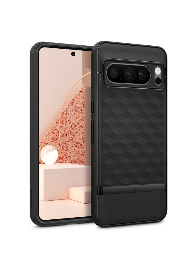 CASEOLOGY by Spigen Parallax Back Cover Case Compatible with Google Pixel 8 Pro, [3D Hexa Cube Design], Google Pixel 8 Pro Case with Military Grade Drop Protection (TPU and PC | Matte Black)