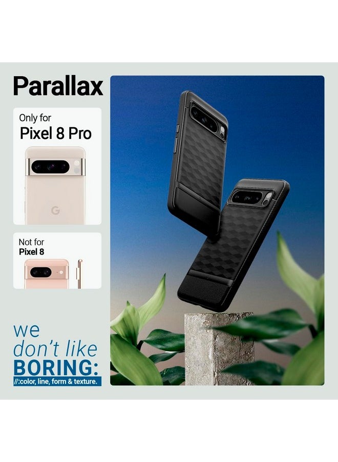 CASEOLOGY by Spigen Parallax Back Cover Case Compatible with Google Pixel 8 Pro, [3D Hexa Cube Design], Google Pixel 8 Pro Case with Military Grade Drop Protection (TPU and PC | Matte Black)