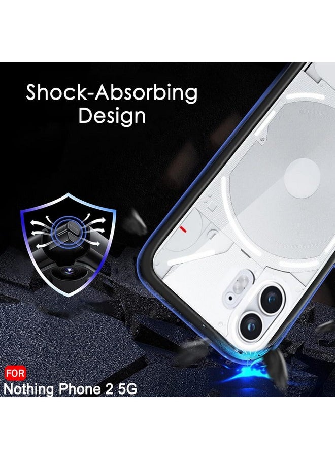 TheGiftKart Ultra-Hybrid Crystal Clear Back Cover Case for Nothing Phone 2 (Slim Fit Shockproof Design | Camera Protection Bump | Transparent Back Cover for Nothing Phone 2 | PC, TPU | Black Bumper)