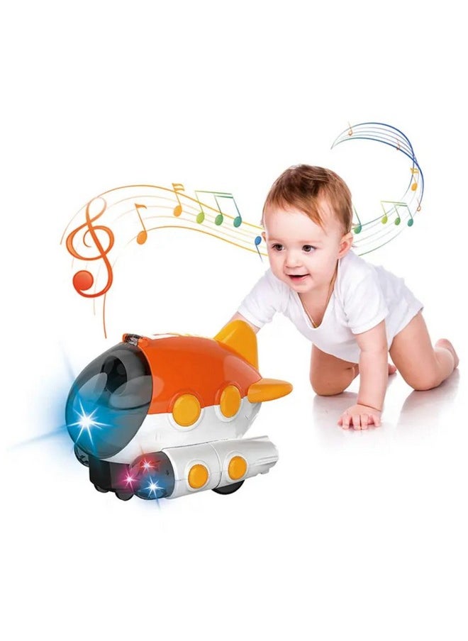 FunBlast Aerospace Dreamer Aeroplan Toys, 360° Rotating Universal Wheel Bump and Go Toys for Kids, Airplane Toy with Flashing Lights for 3+ Years Kids, Boys, Girls (Random Colour)