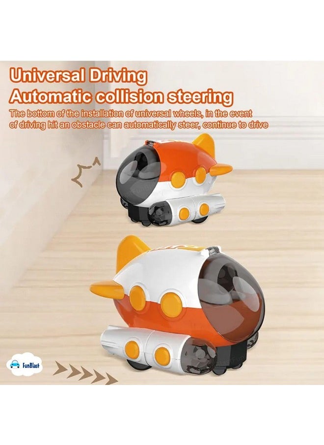 FunBlast Aerospace Dreamer Aeroplan Toys, 360° Rotating Universal Wheel Bump and Go Toys for Kids, Airplane Toy with Flashing Lights for 3+ Years Kids, Boys, Girls (Random Colour)