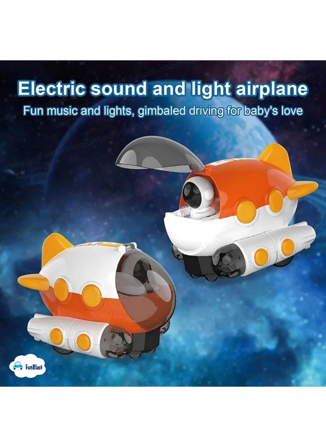 FunBlast Aerospace Dreamer Aeroplan Toys, 360° Rotating Universal Wheel Bump and Go Toys for Kids, Airplane Toy with Flashing Lights for 3+ Years Kids, Boys, Girls (Random Colour)