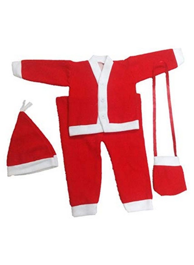 Toyshine Velvet Santa Claus Costume Christmas Dress For Kids Size 0 (0-6 Months),Red
