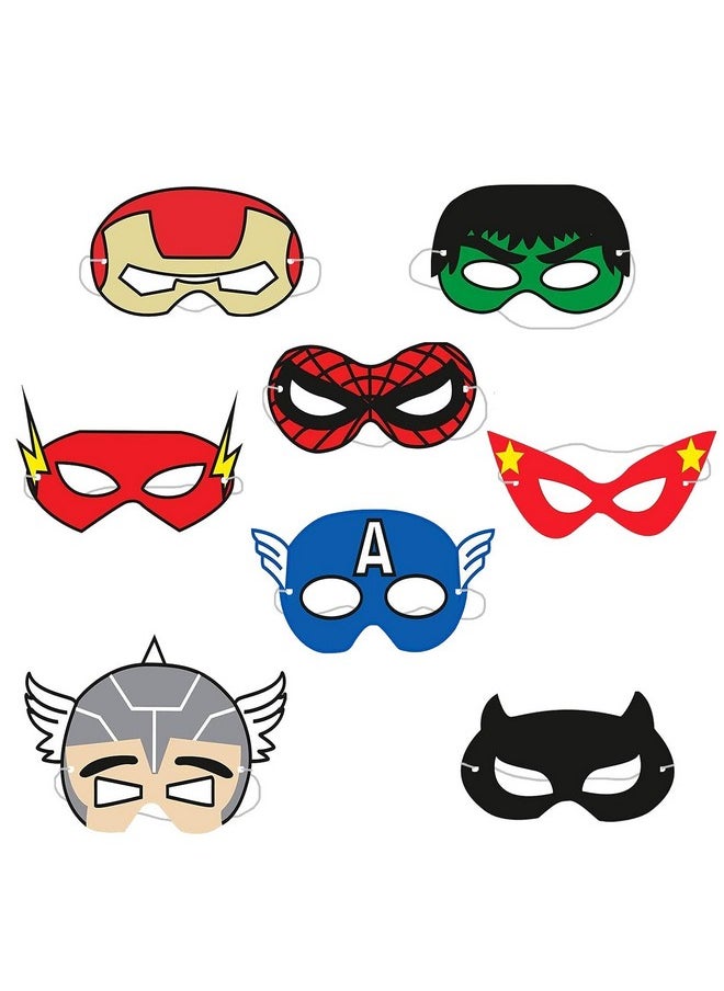Party Propz Superhero Masks For Kids - 8pcs Superhero Theme Mask | Superhero Mask | Eye Mask | Superhero Mask For Kids | Party Mask For Kids Birthday | Mask Cut Out