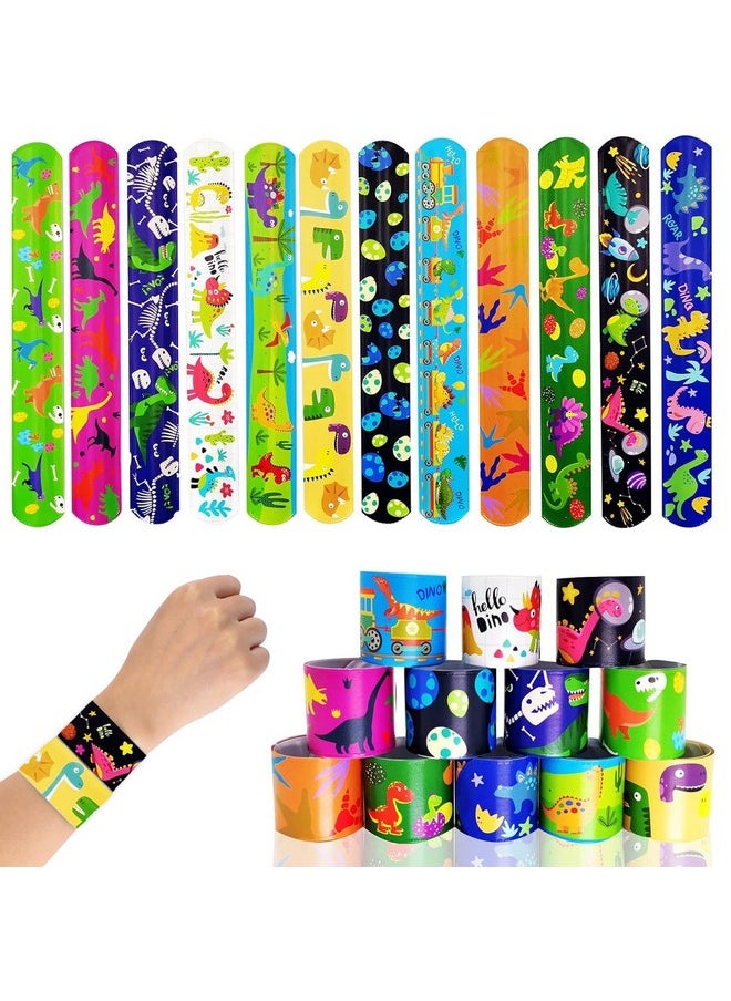 Party Propz Dinosaur Return Gifts for Kids - 12 Pcs Dinosaur Slap Bracelet for Kids | Best Birthday Return Gifts for Kids | Wrist Band for Kids | Slap Bands for Kids Return Gift | Scale Band for Kids