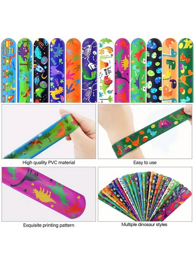 Party Propz Dinosaur Return Gifts for Kids - 12 Pcs Dinosaur Slap Bracelet for Kids | Best Birthday Return Gifts for Kids | Wrist Band for Kids | Slap Bands for Kids Return Gift | Scale Band for Kids