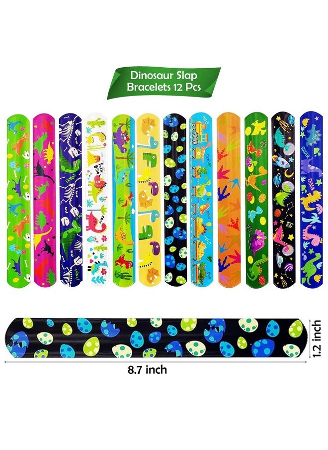 Party Propz Dinosaur Return Gifts for Kids - 12 Pcs Dinosaur Slap Bracelet for Kids | Best Birthday Return Gifts for Kids | Wrist Band for Kids | Slap Bands for Kids Return Gift | Scale Band for Kids