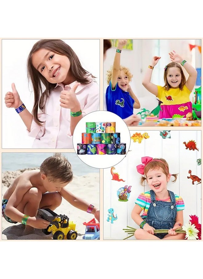 Party Propz Dinosaur Return Gifts for Kids - 12 Pcs Dinosaur Slap Bracelet for Kids | Best Birthday Return Gifts for Kids | Wrist Band for Kids | Slap Bands for Kids Return Gift | Scale Band for Kids