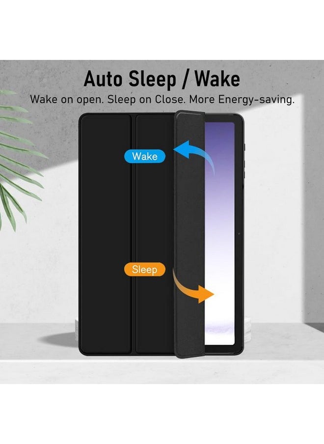 Robustrion Cover for Samsung Galaxy Tab A9 Plus Cover Case 11 inch, Hybrid Cover Case for Samsung Tab A9 Plus Cover/Tab A9+ Tablet Cover with Transparent Back [Auto Sleep/Wake Support]- Black