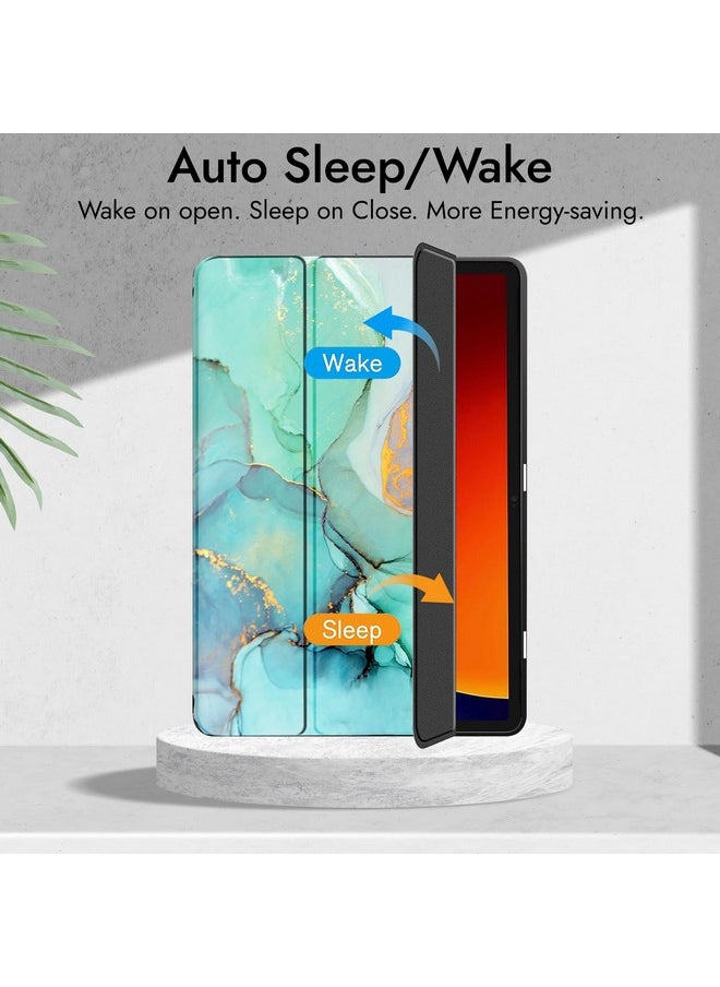 Robustrion Cover for Samsung Tab S9 11 inch/Tab S9 FE Cover Case 10.9 inch, Flip Case Cover with [S Pen Holder] for Samsung Galaxy Tab S9 Tablet/Tab S9 FE Tablet Cover [Auto Sleep Wake] - Marble Green