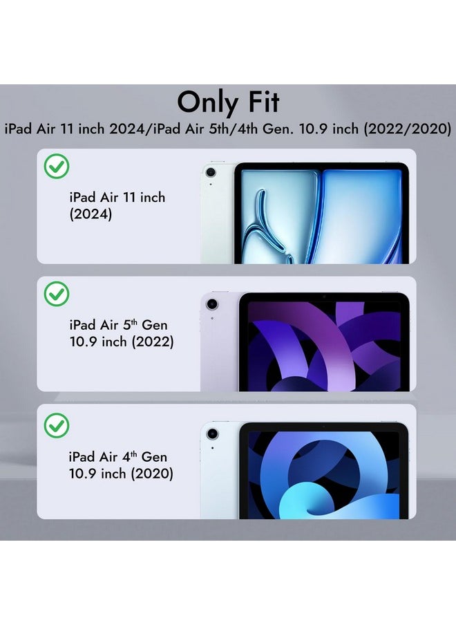 Robustrion Case Cover for iPad Air 11 inch Cover M2 2024 / iPad Air 5th 6th Generation Cover / 4th Gen 10.9 inch with [Pencil Holder Right Side] [Flexible Back] [Auto Sleep Wake] and Stylus Pen - Navy