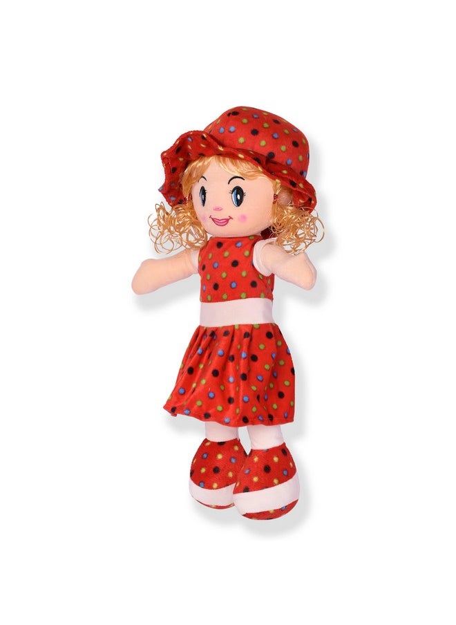 Besties Big Size Beautiful Looking Super Soft 100cm Stuffed Girl Curly Doll-Polyfill Washable Cuddly Soft Plush Toy-Helps to Learn Role Play-100% Safe for Kids (100cm, Red)