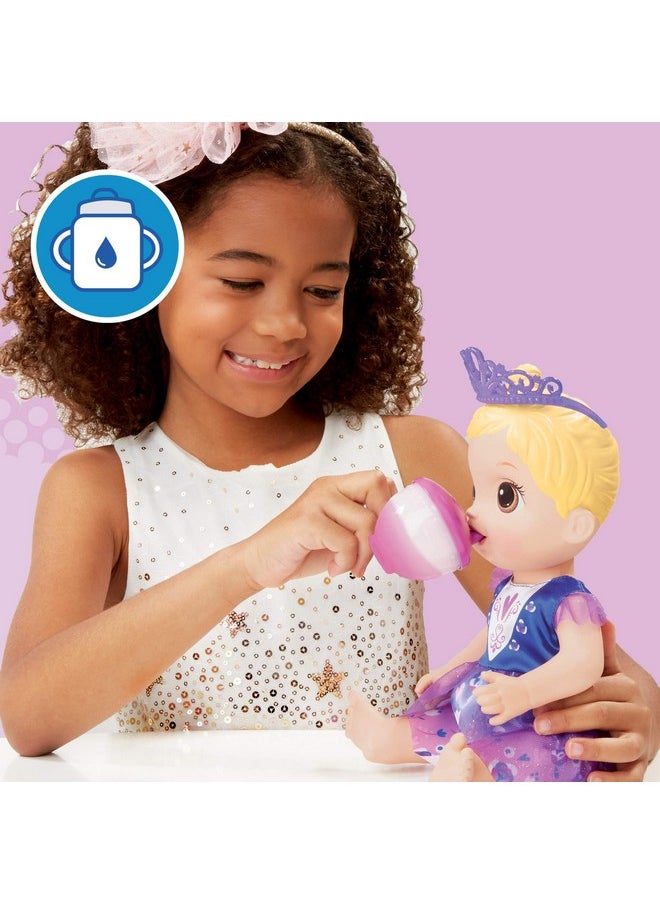 Baby Alive Tea 'N Sparkles Baby Doll,Color-Changing Tea Set,Doll Accessories,Drinks&Wets,Blonde Hair Toy for Kids Ages 3&Up,Multicolor, 8 Pcs